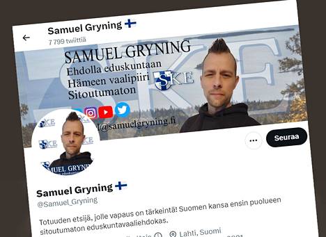 Lahtelainen juontaja, somevaikuttaja ja kansalaistoimittaja Samuel Gryning pyrkii eduskuntaan Hämeen vaalipiirissä.