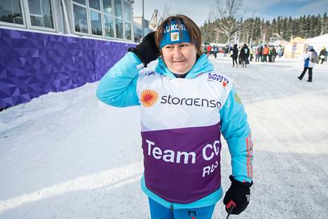 Jelena Välbe oli Venäjän hiihtoliiton puheenjohtajana paikalla myös Lahden MM-hiihdoissa 2017.