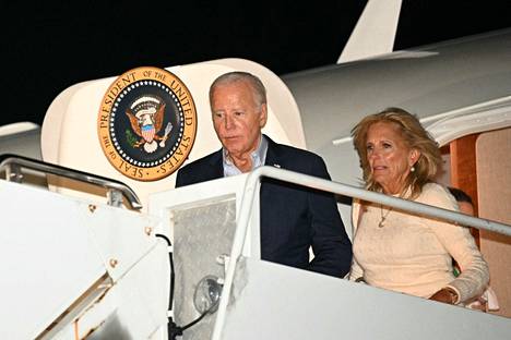 Joe Biden stepped out of Air Force One with his wife Jill Biden on Saturday.