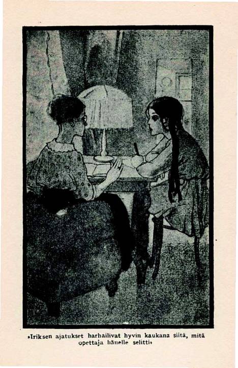 Martta Wendelinin tulkinta kuivasta ja ankarasta neiti Salosta opettamassa unelmiinsa vajonnutta Iristä.