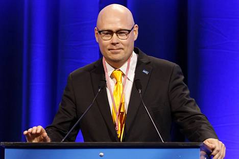 Simo Grönroos at the Basic Finns' Party Conference in Seinäjoki in August.