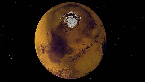 Mars on nyt lähempänä kuin vuosiin. Punaisen planeetan väri johtuu pinnan rautaoksideista.