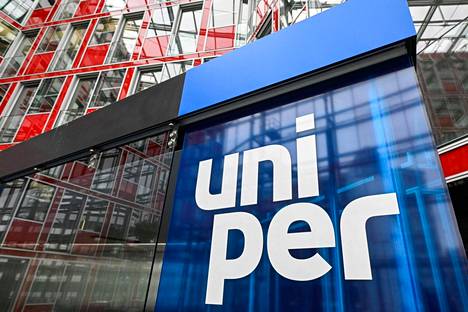 Saksalaisen energiayhtiö Uniperin sisääntuloaula yhtiön pääkonttorissa Düsseldorfissa.