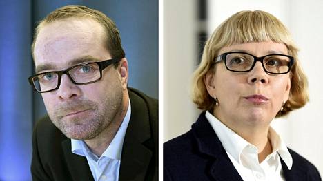 Suomen Kuvalehden päätoimittaja Ville Pernaa ja JSN:n puheenjohtaja Elina Grundström.
