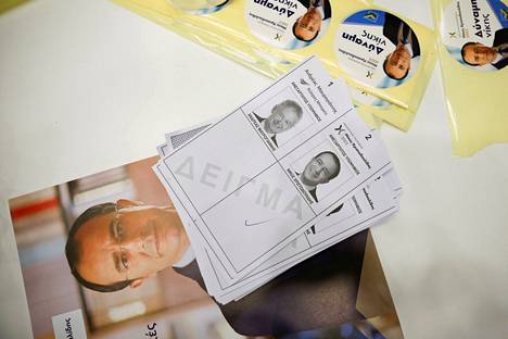 Äänestyslipuke Nikos Christodoulidesin kampanjan päämajassa Nikosiassa Kyproksella lauantaina 12. helmikuuta.