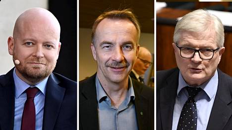 Kansanedustajat Jussi Saramo (vas), Arto Pirttilahti (kesk) ja Johannes Koskinen (sd) kehuivat eduskunnassa hallituksen talouspoliittisia saavutuksia.