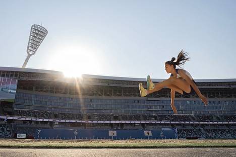 The girls' long jump final was contested at the Dinamo Olympic Stadium in Minsk.