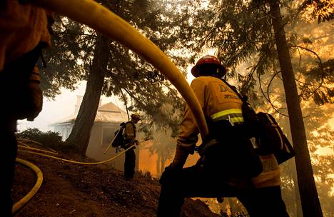 Palomiehet taistelivat lähelle asutusta tullutta paloa vastaan Los Angelesissa torstaina.