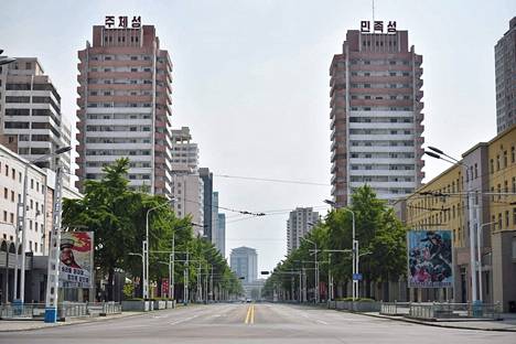 Koronasulku tyhjensi kadut Pohjois-Korean pääkaupungissa Pjongjangissa. Kuva otettu 27. toukokuuta.