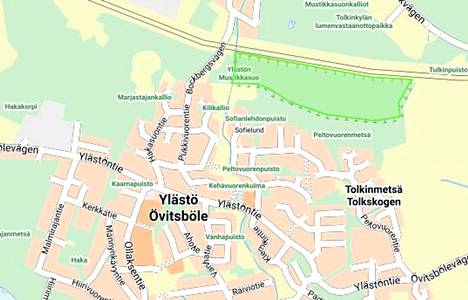 Harvojen tunteman luonnonsuojelualueen rajat hahmottuvat selkeimmin Vantaan kaupungin karttapalvelusta. Alue näkyy tässä kuvassa yläoikealla vihreällä viivalla ympäröitynä.