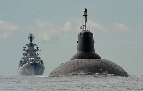 Venäjän laivaston ydinsukellusvene Dimitri Donskoi Suomenlahdella kesällä 2018.