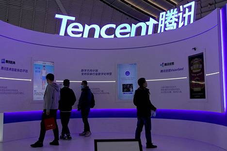 Kiinalaisen teknologiajätti Tencentin messuosasto World Internet Conference -messuilla Kiinassa marraskuussa