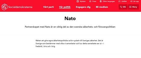 NATO section on the Swedish Social Democrats' website on 4 February.