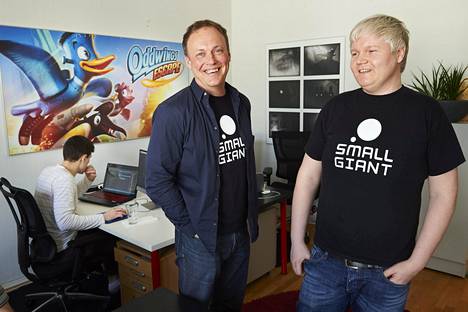 Small Giant Gamesin toimitusjohtaja Timo Soininen (vas.) ja toinen perustaja Otto Nieminen.