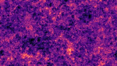Pimeän aineen jakautumista maailmankaikkeudessa on kartoitettu. Kuva on tutkija Nial Jeffreyn ryhmän tutkimuksesta. Kirkkaimmissa kohdissa sitä on eniten.