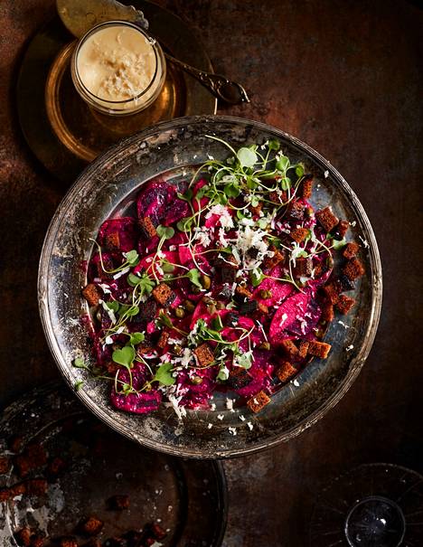 Beetroot island bread salad is a Christmas treat. 