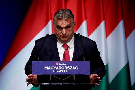 Unkarin pääministeri Viktor Orbán puhui konferenssissa Budapestissä 9. kesäkuuta.