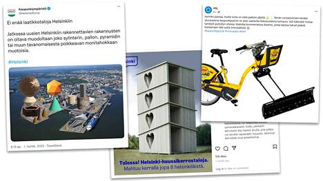 Helsingin kaupunki ja HSL hassuttelivat sosiaalisessa mediassa aprillipäivän kunniaksi.