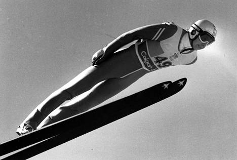 Matti Nykänen Calgaryn olympialaisissa 1988.