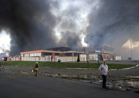 The attack took place at a large store selling construction and garden supplies on the outskirts of Kharkiv.