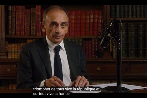 Ruutukaappaus tiistain videolta, jolla Éric Zemmour vahvisti pyrkivänsä Ranskan presidentiksi.