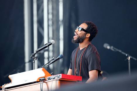 New York keyboard player Cory Henry on the main stage on Saturday night.  He also performed at Pori Jazz in 2017, and the same fall at Musiikkitalo with Jacob Collier.