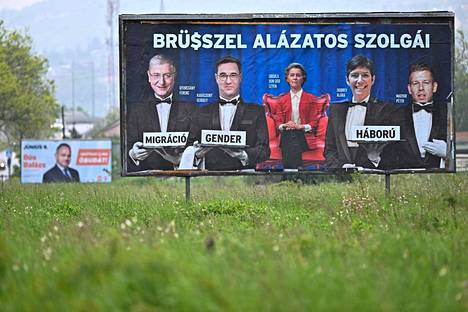 In Hungary, an election poster paid for by the ruling party Fidesz shows the opposition-serving EU Commission President Ursula von der Leyen.  The word war is capitalized in the ad.