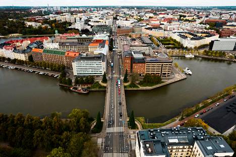 Helsinkiä kuvattuna Hakaniemeen päin viime syyskuussa.