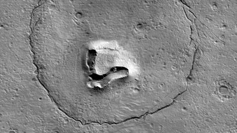 Mars-planeetan pinnalta löydetty muodostelma muistuttaa karhun naamaa.