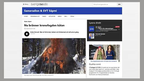 Sverigesradio.se -sivusto uutisoi kodan polttamisesta.