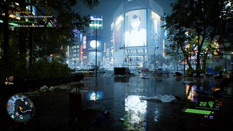 Kolko's sci-fi and traditional sound world creates an atmosphere in addition to visuals.  Depressed music breaks the silence of Tokyo at appropriate points but can also blur when the situation comes.  Sound effects enhance the sense of space, and characters and events can only be found by listening.