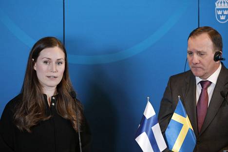 Pääministerit Sanna Marin ja Stefan Löfven.