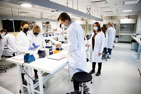 Bioteknologian ja biolääketieteen tekniikan opiskelijoita Tampereen yliopistossa marraskuussa.
