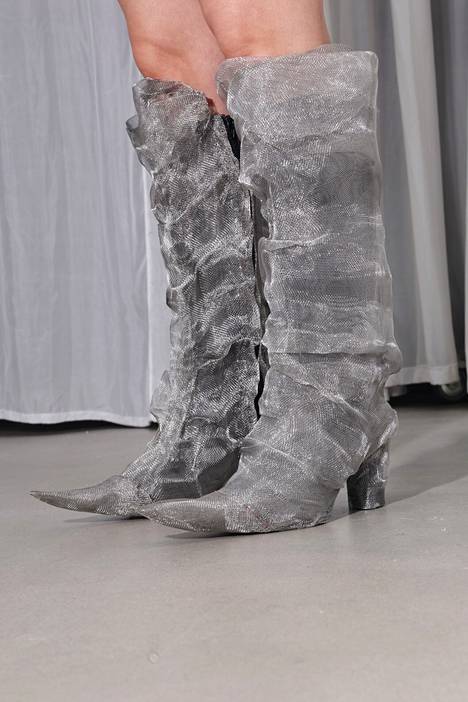 Nhung Huynh's metal mesh boots.  