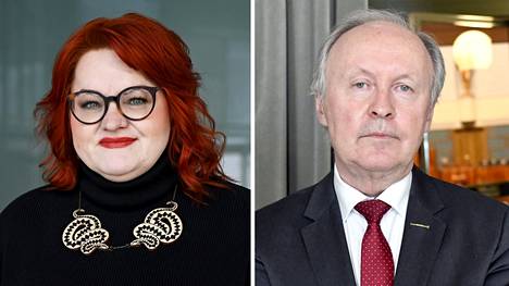 Tehyn puheenjohtaja Millariikka Rytkönen ja ministeri Aki Lindén.