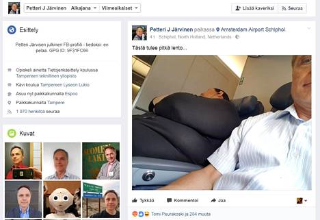 Petteri Järvinen julkaisi kohua herättäneen Facebook-päivityksensä torstaina iltapäivällä ennen Yhdysvaltain-lentoansa.