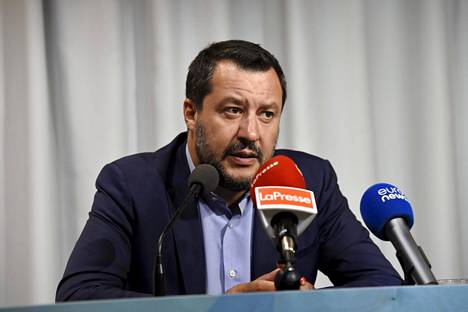 Italian sisäministeri Matteo Salvini piti lehdistötilaisuuden Finlandia-talossa torstaina iltapäivällä.