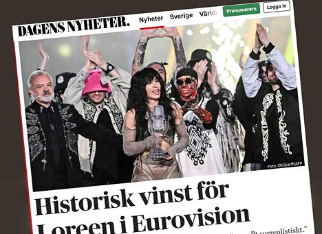 Dagens Nyheter muistutti otsikossa, että Loreenin voitto on historiallinen. Loreen on ensimmäinen nainen, joka on voittanut Euroviisut kahdesti.