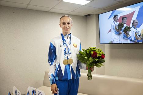Belarus's Anna Orlovskaja won the girls' 60-meter and 300-meter sprint races.