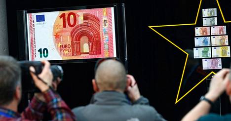 Uusi kymmenen euron seteli julkaistiin maanantaina Frankfurtissa.