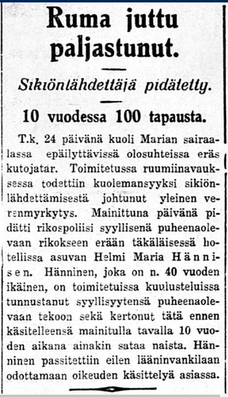 Helmi Hänninen poisti sadan naisen sikiöt, kunnes pahin tapahtui – Kaikkien  helsinkiläisten tuntema rakennus kätki sisäänsä synkän salaisuuden -  Helsinki 