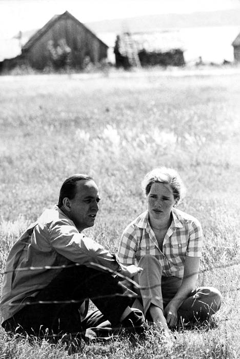 Ingmar Bergman with his partner actor Liv Ullman on the island of Fårö in the late 60's.