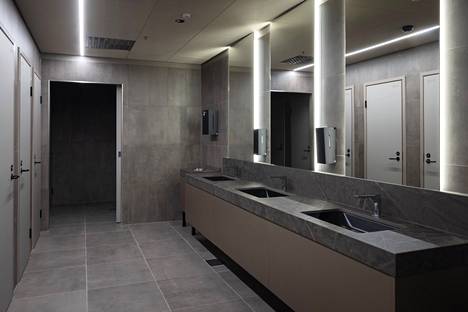 The toilets have soft lighting.  The toilets are shared by everyone, so there are no separate toilets for women and men.