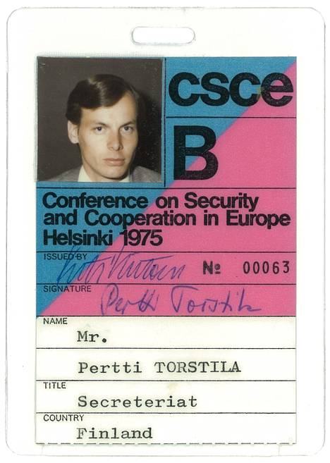 Pertti Torstila participated in the OSCE meeting in Helsinki in 1975.