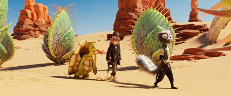 Kilpikonna, Kanakani ja haisunäätä seikkailevat animaatioelokuvassa.