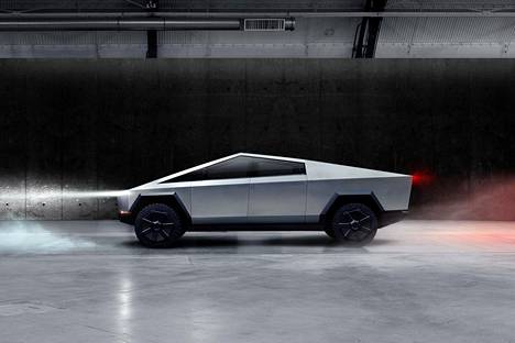 Tesla Cybertruck on futuristisesti muotoiltu täyssähköinen avolava-auto. Yhdysvalloissa avolavat eli pickupit ovat ylivoimaisesti myydyimpiä autoja.