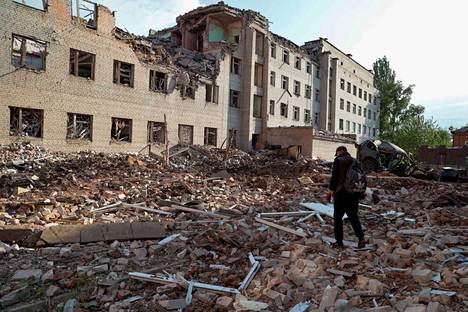 Tuhoa Bahmutissa Donetskin alueella toukokuussa 2022.