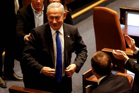 Isrealin tuore pääministeri Benjamin Netanjahu osallistui parlamentin virkaanastujaisseremoniaan torstaina Jerusalemissa.