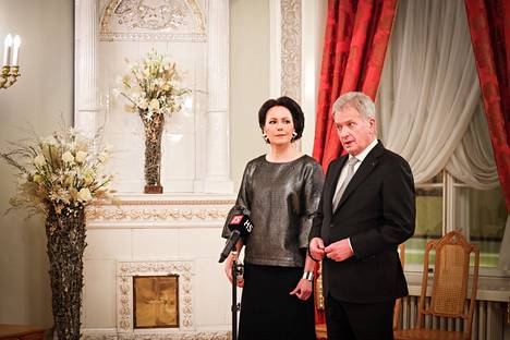 Tasavallan presidentti Sauli Niinistö ja puoliso Jenni Haukio. 