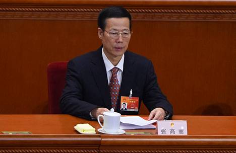 Zhang Gaoli Kiinan kansankongressin istunnossa 2015.